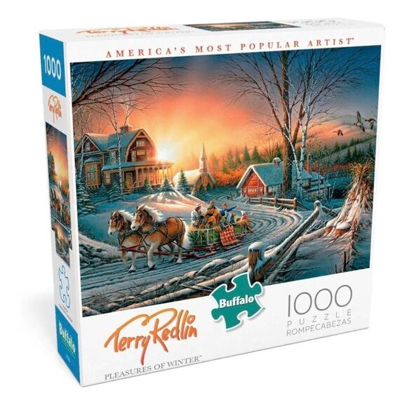 Buffalo Games Terry Redlin Pleasures of Winter 1000 pc Jigsaw Puzzle - Picture 1 of 11